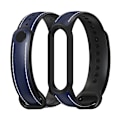Miniatyrbillede 1 af 2: Passer til Xiaomi Mi Band 5/6 Læder Rem Udskiftning Blue And Black