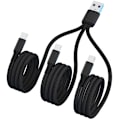 Miniatyrbild 1 av 5: 3 i 1 USB 2.0 USB-A hane till 3 Micro USB laddningskabel för 3 enheter Black 120cm
