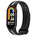 Miniatyrbilde 5 av 5: Myk silikon klokkestropp for Xiaomi Smart Band 8 tofarget justerbar håndleddsstropp med spenne Black  White