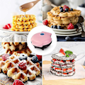 Miniatyrbild 5 av 5: Mini våffelbryggare, liten våffelbryggare, nonstick våffelbryggare för hash browns, keto våfflor lätt att rengöra för individuella pannkakor, kakor, ägg Pink