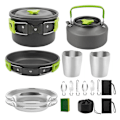 Miniatyrbild 1 av 5: Camping Köksredskap Bärbar gryta Kopp Teaport Set Vikbar utomhusmatlagning Set Vandring Picknick Tablewa green