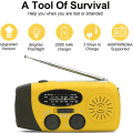 Miniatyrbilde 4 av 5: Clockwork Radio, Solar Emergency FM AM NOAA bærbar radio med SOS Alert Yellow