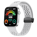 Miniatyrbillede 3 af 3: For Huawei Watch Fit 3 silikoneurrem med hulmønster og magnetisk foldelås White