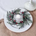 Miniatyrbillede 4 af 8: 4 stk. røde bærkranse julelysringe kunstige 20 cm lysestageringe