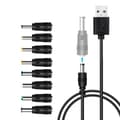 DC 5V strømkabel, universelt USB til DC strømkabel med 9 stik