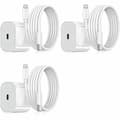 3-pack iPhone-laddare - Snabbladdare + Adapter + 20W Kabel Vit, One Size iPhone NT 3-Pack, USB-C Set