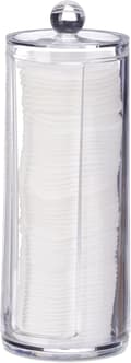 Bomullsrondellhållare med lock, plast, smink, förvaring badrum & sminkbord, 20 x 7 cm, transparent, polystyren