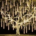Vanntette julemeteorregn for utendørs bruk, plug-in, snøfnuggregn, istapp, julelys, varmhvit