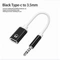 Miniatyrbillede 1 af 5: 3,5 mm han til Type-c hun hovedtelefonkonverter flad adapter analog rund S5J7 Black
