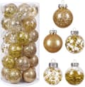 30 stycken julgranskulor, 5 stilar guld jul