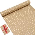 Rulle Födelsedagspresentpapper, 43cm x 15M Kraftpapper Tryckt med Vita Prickar Återvinningsbart Presentpapper