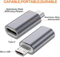 Miniatyrbilde 2 av 5: USB C til Micro USB Adapter, (4-pakning) Type C Hunn til Micro USB Hann Konverteringskontakt Støtter Lading og Datasynkronisering (Grå)