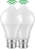 B22 Bajonett LED Rörelsesensorlampa, 12W, 1020lm, Kallvit 5700K, IP42 Vattentät, Ej Dimbar (2 stycken)
