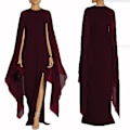 Miniatyrbild 1 av 5: Dam Elegant High Split Flare Sleeve Formella aftonklänningar Maxiklänning RED M