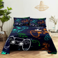 Miniatyrbilde 1 av 5: Spillhåndtak 0.9/1.2/1.5/1.8/2.0m Laken Hjem Digitaltrykk Polyester Seng Flatt Laken med Putetrekk Trykt Sengetøy 3 150X230cm(2Pcs)