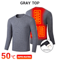 Miniatyrbild 1 av 3: USB Eluppvärmda Underkläder Thermal Pyjamas Long Johns Set Grå män Toppar Grå män Toppar 4XL