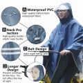 Miniatyrbillede 4 af 4: Udendørs Regnponcho Vandafvisende Let Regnjakke Poncho Med Navy