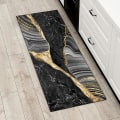 Miniatyrbillede 3 af 5: Køkken Tæppe Luksus Sort Guld Marmor Blæk Mønster Entré Dørmåtte Soveværelse Stue Gang Anti-slip Lang Strimmel Tæppe 40x120cm 16x47inch 2