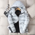 Miniatyrbild 1 av 2: Vinter dunjacka för män Vit Duck Down Hooded silverfärgad silverfärgad L