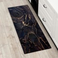 Miniatyrbillede 1 af 5: Køkken Tæppe Luksus Sort Guld Marmor Blæk Mønster Entré Dørmåtte Soveværelse Stue Gang Anti-slip Lang Strimmel Tæppe 40x120cm 16x47inch 10