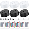 Miniatyrbilde 1 av 7: 2/4/6/8/10/12 stk LED Lampebase Bord 3D Nattlysbase Med Fjernkontroll Og USB-Kabel 16 Farger Lysstativ Engros 3 Black 3 White