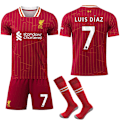Miniatyrbild 1 av 2: 2024-2025 Liverpool Hemma Barn Vuxen Fotbollströja Med Strumpor No.7 LUIS DIAZ No.7 LUIS DIAZ 24