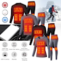 Miniatyrbild 7 av 7: USB Eluppvärmda Underkläder Thermal Pyjamas Long Johns Set Herrkläder-svart Herrkläder-svart XL