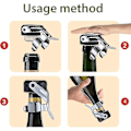 Miniatyrbillede 4 af 5: Champagne Prop, 6 stk. Champagneflaske Propforsegler i Rustfrit Stål til Cava Prosecco Mousserende Vin Prop Silver black