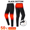 Miniatyrbillede 1 af 3: USB Elopvarmet Undertøj Termisk Pyjamas Long Johns Sæt Sorte bukser til mænd Svarta byxor för män L