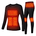 Miniatyrbillede 1 af 11: USB Elopvarmet Undertøj Termisk Pyjamas Long Johns Sæt Dametøj - Sort Damkläder-svart 4XL