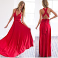 Miniatyrbillede 2 af 5: Dame Multiway Wrap Bandage Lang Kjole Konvertibel Boho Aftenkjole Til Fest Brudepiger Red XL