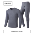 Miniatyrbild 1 av 6: USB Eluppvärmda Underkläder Thermal Pyjamas Long Johns Set Herrkläder-Grå Herrkläder-Grå 4XL