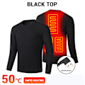 Miniatyrbillede 1 af 3: USB Elopvarmet Undertøj Termisk Pyjamas Long Johns Sæt Sort Herre Toppe Svarta män Toppar 4XL