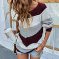 Miniatyrbillede 4 af 7: Dame Langærmet Trøje Vinter Varm Jumper Toppe Vinrød Wine Red S