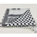 Miniatyrbild 2 av 2: Palestina halsduk, Keffiyeh, Arafat Hatta, bred med tofsar, Shemagh Keffiyeh Arab houndstooth100%