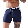 Miniatyrbilde 1 av 5: Badebukser for menn, shorts, sportsboksere, badetøy med avtakbar polstring, justerbar snøring, hurtigtørkende klassisk badebukse, trykte strandshorts B-dark Blue M
