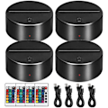 Miniatyrbilde 1 av 7: 2/4/6/8/10/12 stk LED Lampebase Bord 3D Nattlysbase Med Fjernkontroll Og USB-Kabel 16 Farger Lysstativ Engros 4 Pcs
