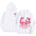 Miniatyrbilde 1 av 4: Palm Puff Hoodie Oversized Langermet Genser med Bokstavtrykk for Tenåringsjenter Y2k Hettegenser Mote Snorgenser med Lommer White White 2XL