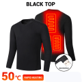Miniatyrbillede 1 af 3: USB Elopvarmet Undertøj Termisk Pyjamas Long Johns Sæt Sorte Dametoppe Svarta Damtoppar 3XL