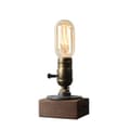 Industriell steampunk skrivbordslampa, E27 glödlampor med träfot