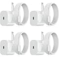 iPhone 20W hurtiglader-adapter og USB-C-kabel 4-pakning hurtigladende strømforsyning kompatibel med iPhone-enheter hvit 4-Pack iPhone