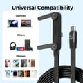 Miniatyrbilde 8 av 11: 2-i-1 Usynlig Stativ Ladekabel, Multiladekabel med Type C Multi-Vinkel Justerbart Stativ, 240W Hurtiglading C til C