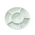 2-pack serveringsfat för snacks med 6 fack i PP-plast, rund tallrik för aptitretare/efterrätter för fester, 28,5 cm