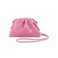 Pu Vävd Väska Satchel Cloud Mini Läder Clutch Väska Rosa Pink