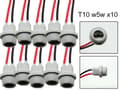 T10 w5w led / halogen stik / fatning 10-pak blød