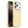 iPhone 17 Pro Max Fodral Mjukt Mikrofiberfoder, Flytande Silikon + PC-skydd Ljusgul Light Yellow