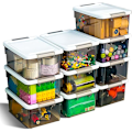 Miniatyrbild 1 av 7: 1,25 l små förvaringslådor med lock, plast, stapelbara, transparen