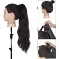 Miniatyrbild 4 av 4: Lång vågig hästsvansförlängning Clip Ponytail Extension Ponytail Extension 70cm Svart