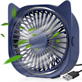 Miniatyrbild 1 av 6: USB Table Fan, 360° Rotating Mini Fan, 3 Speeds Desk Fan with USB Cable 1.1M for Study,