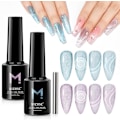 Miniatyrbild 1 av 6: Cat Eye UV-gellackset - 2 färger UV-gellack glitter Cateye UV-gellackset 10ml